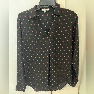 Maurices Black Blouse with Orange Dots